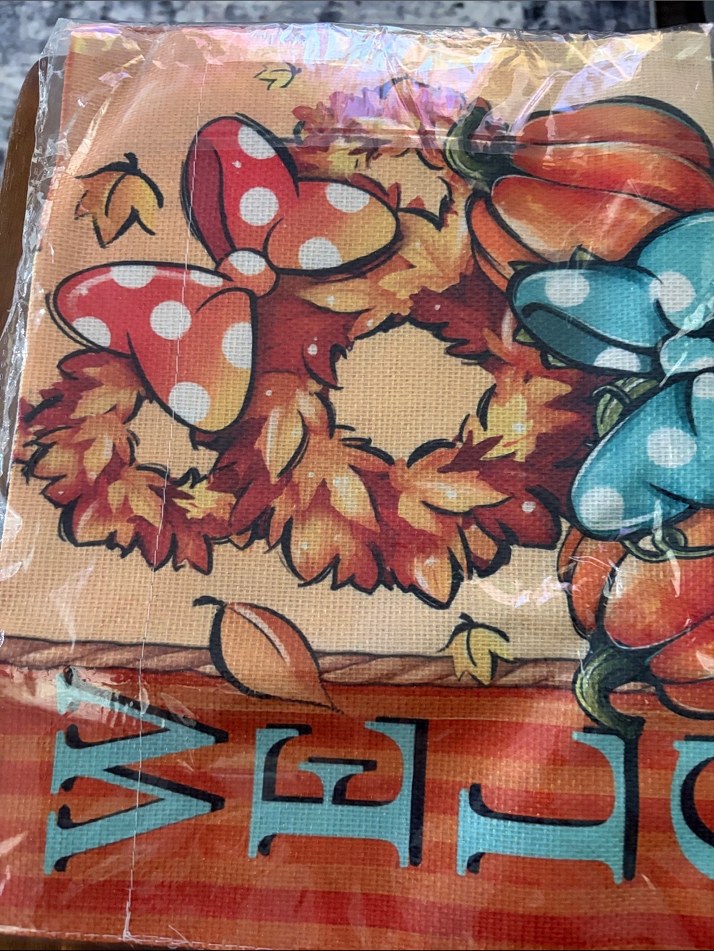 Fall Pumpkin Mickey Minnie Mouse Garden Flag 12x18 Disney New - Picture 7 of 9